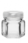 POTE DE VIDRO SEXTAVADO COM TAMPA DE METAL