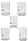 KIT 5 COPO BECKER FORMA BAIXA DE VIDRO GRADUADO, GRIFFIN, CAP. 100ML