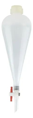 FUNIL DE SEPARACAO EM POLIPROPILENO, COM TAMPA DE ROSCA E TORNEIRA DE TEFLON CAP. 500ML